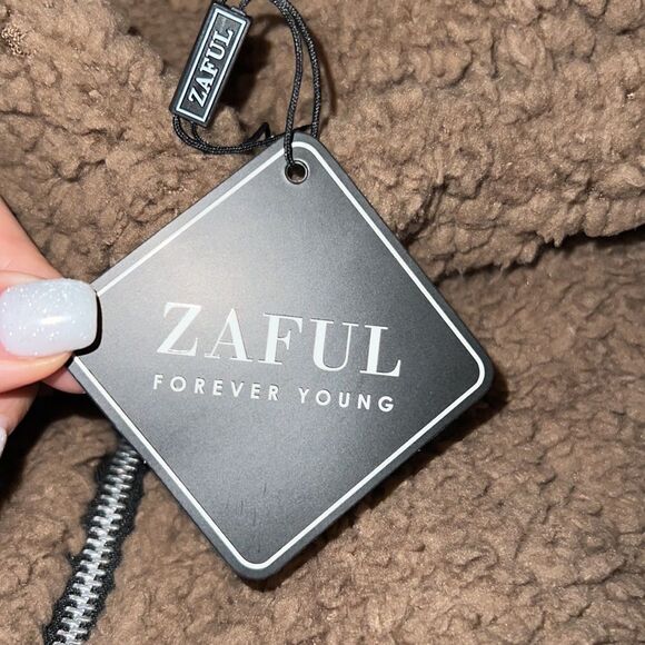 ✨ ZAFUL Women's Faux Fur Half Zip Fuzzy Sweatshirt Warm Fleece Crop Sherpa ✨ - Picture 6 of 6